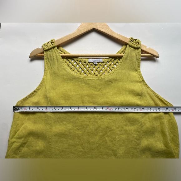 lina rigoli linen Yellow Sleeveless Asymmetrical Dress a line pockets - Picture 5 of 8